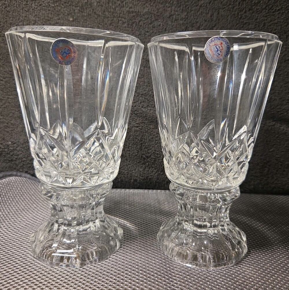 Set Of 2 Toscany by St. George Crystal - 24% Lead Crystal Hurricane Votive